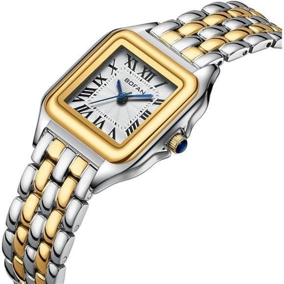 Small Gold Womens Watch Roman Dial Quartz Waterproof Stainless Steel Bracelet - Picture 2 of 7